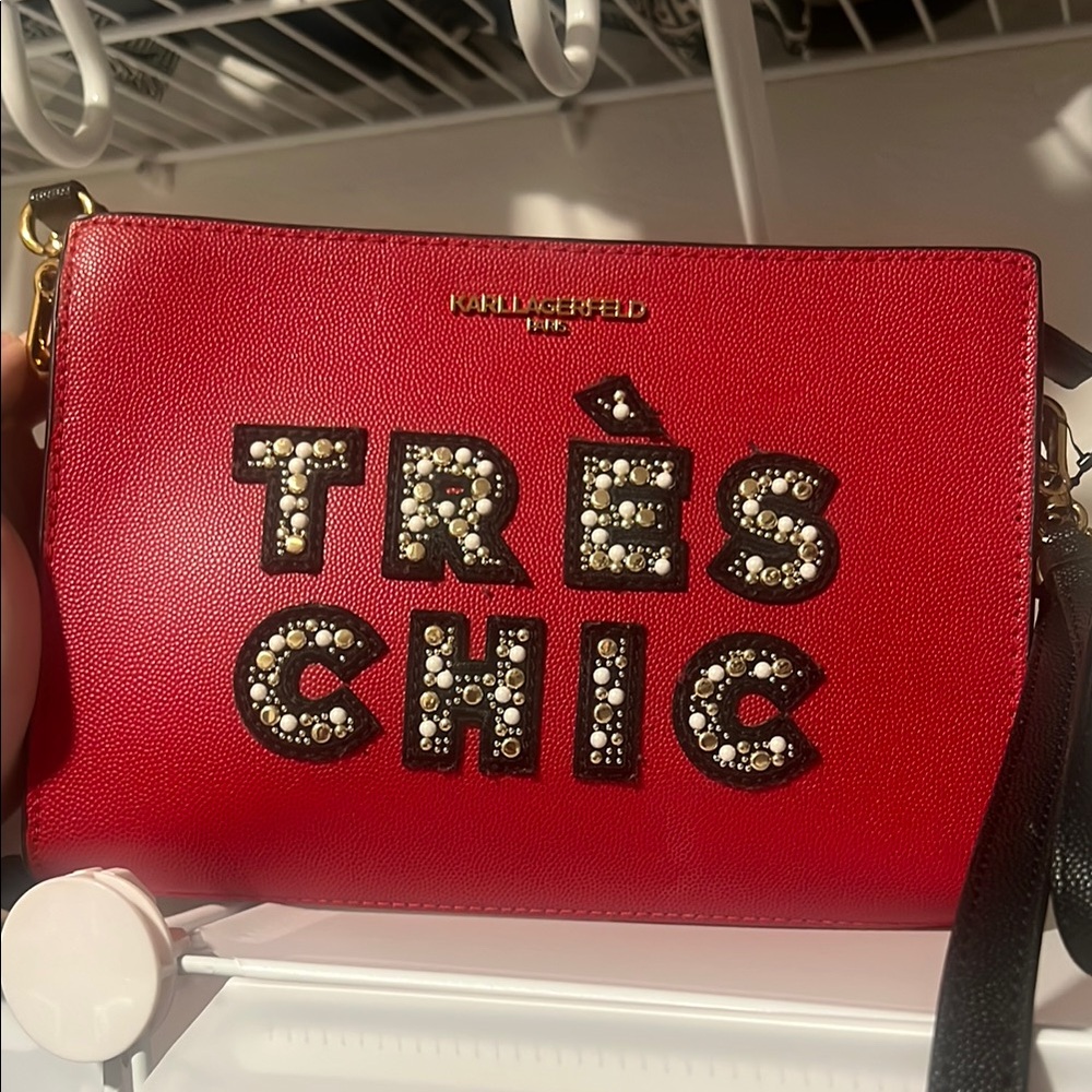 Karl Lagerfeld Red Crystal Embellished Clutch